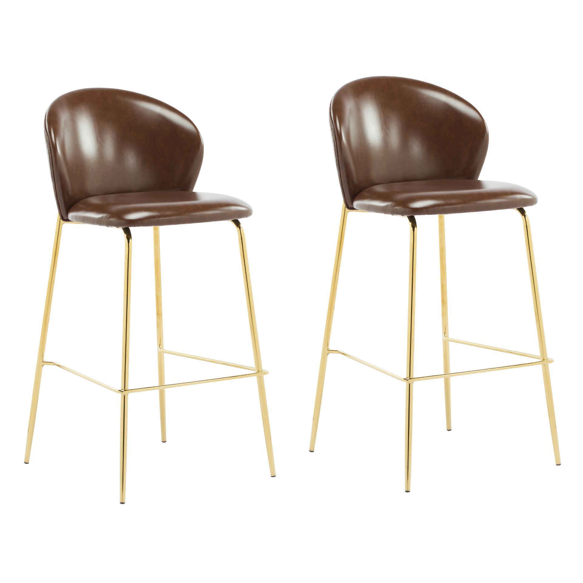 PU Leather Dark Brown PU Leather & Plywood Bar Stools & Counter Stools
