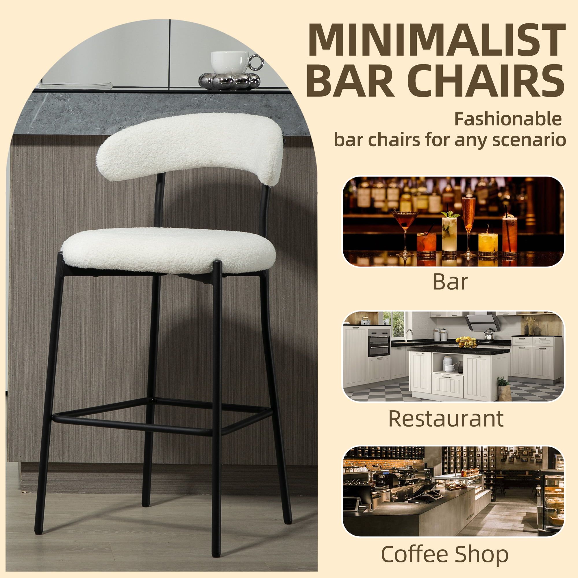for 4 White Fabric Bar Stools & Counter Stools