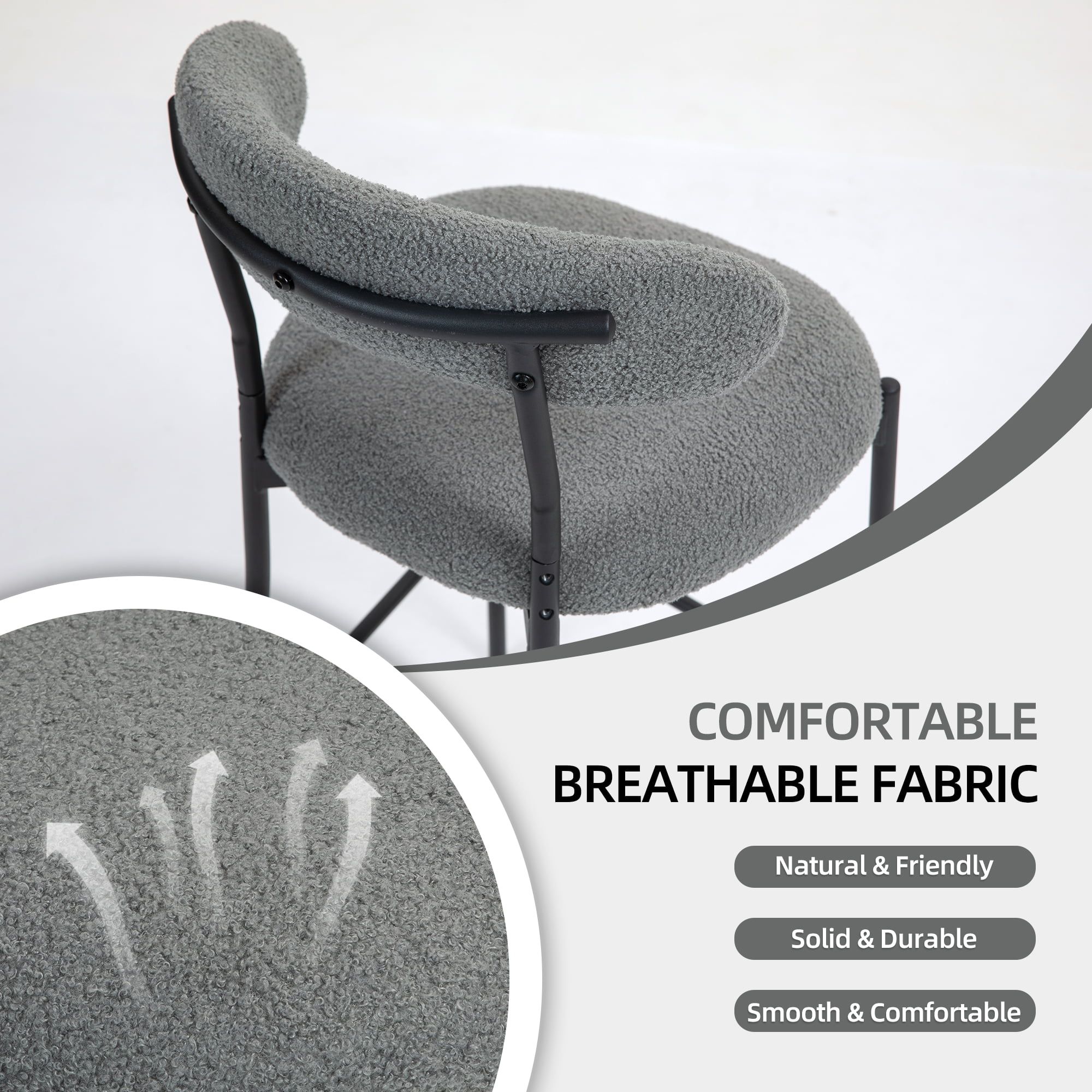 2 Seaters Gray Fabric Bar Stools & Counter Stools