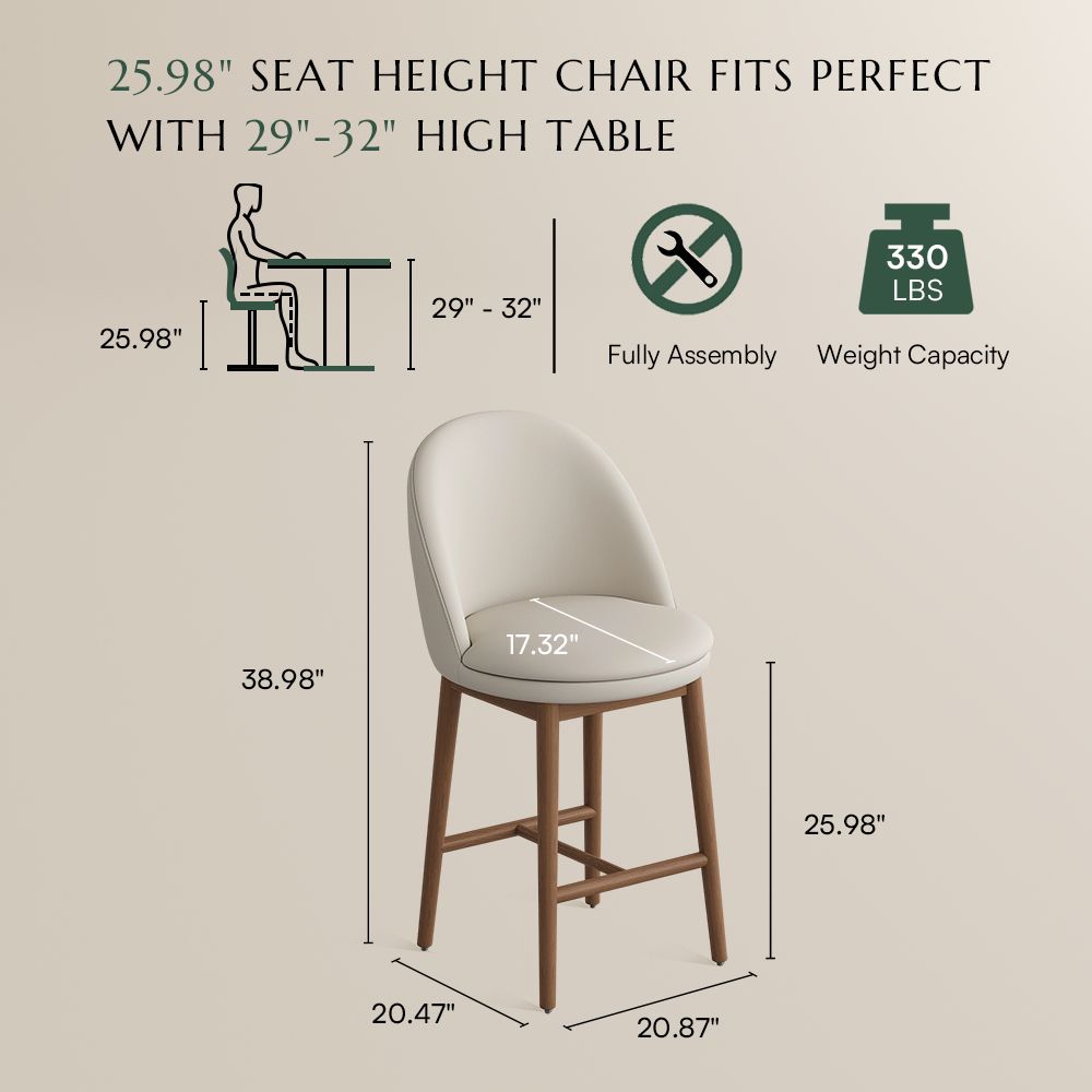 Fully Assembled Beige & Light Walnut PU Leather Bar Stools & Counter Stools