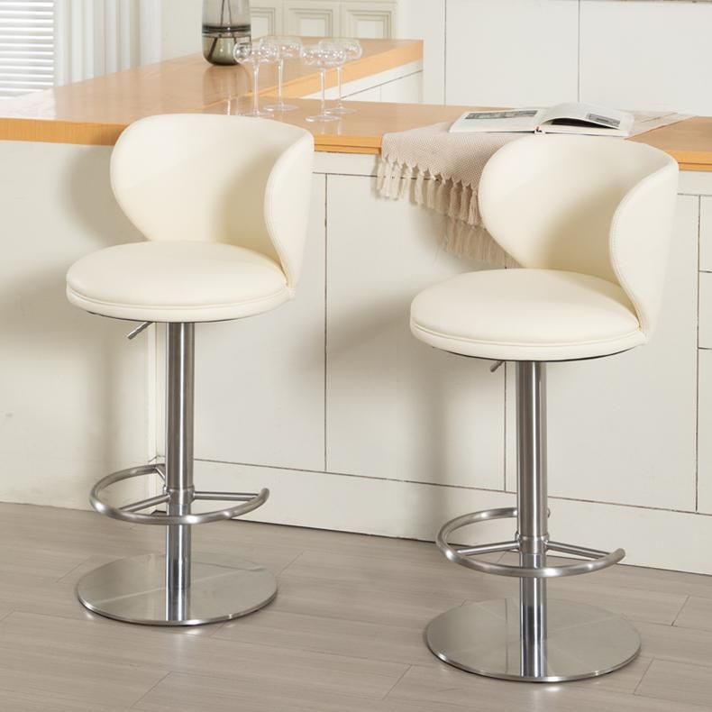 PU Leather Beige & Silver Stainless Steel Bar Stools & Counter Stools
