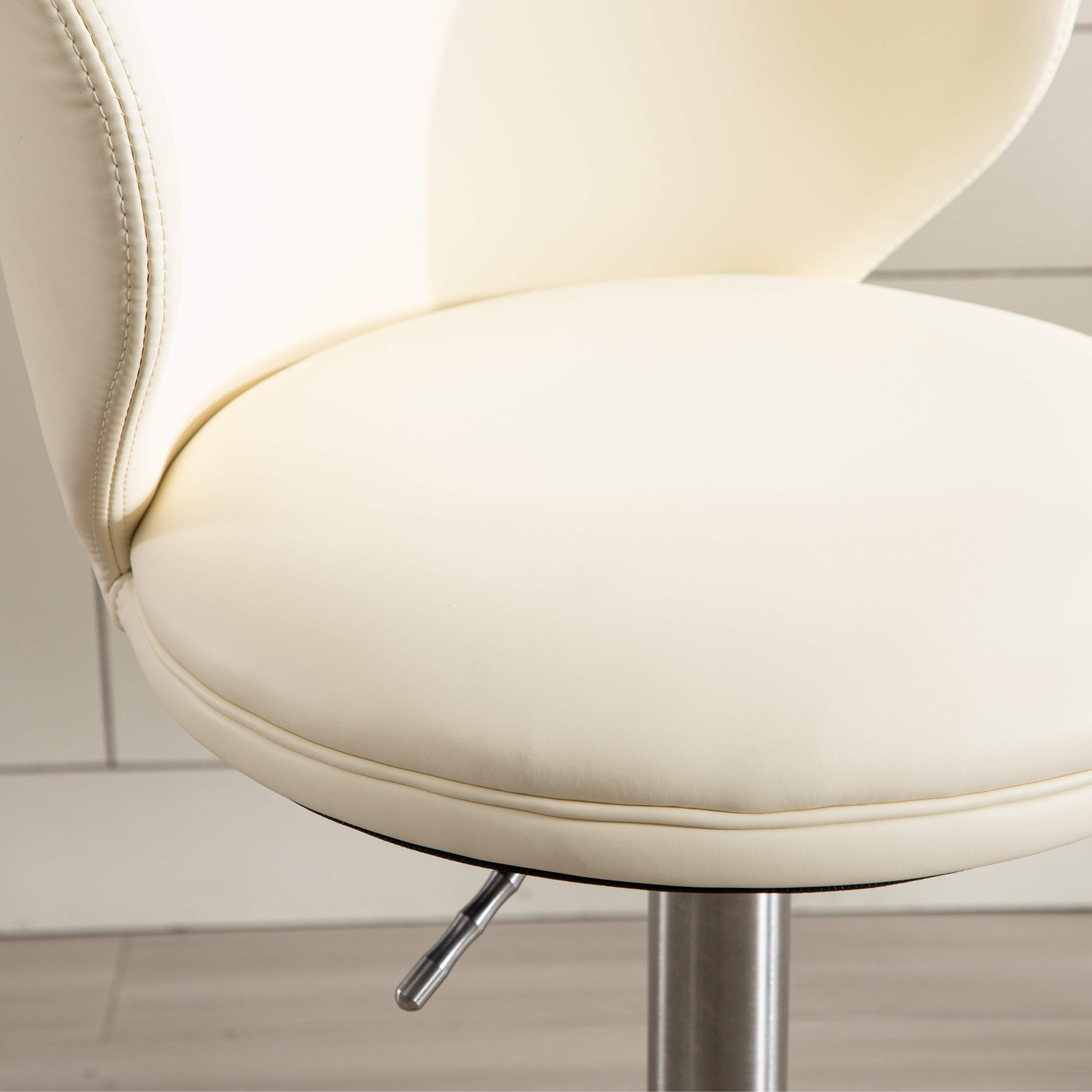 PU Leather Beige & Silver Stainless Steel Bar Stools & Counter Stools