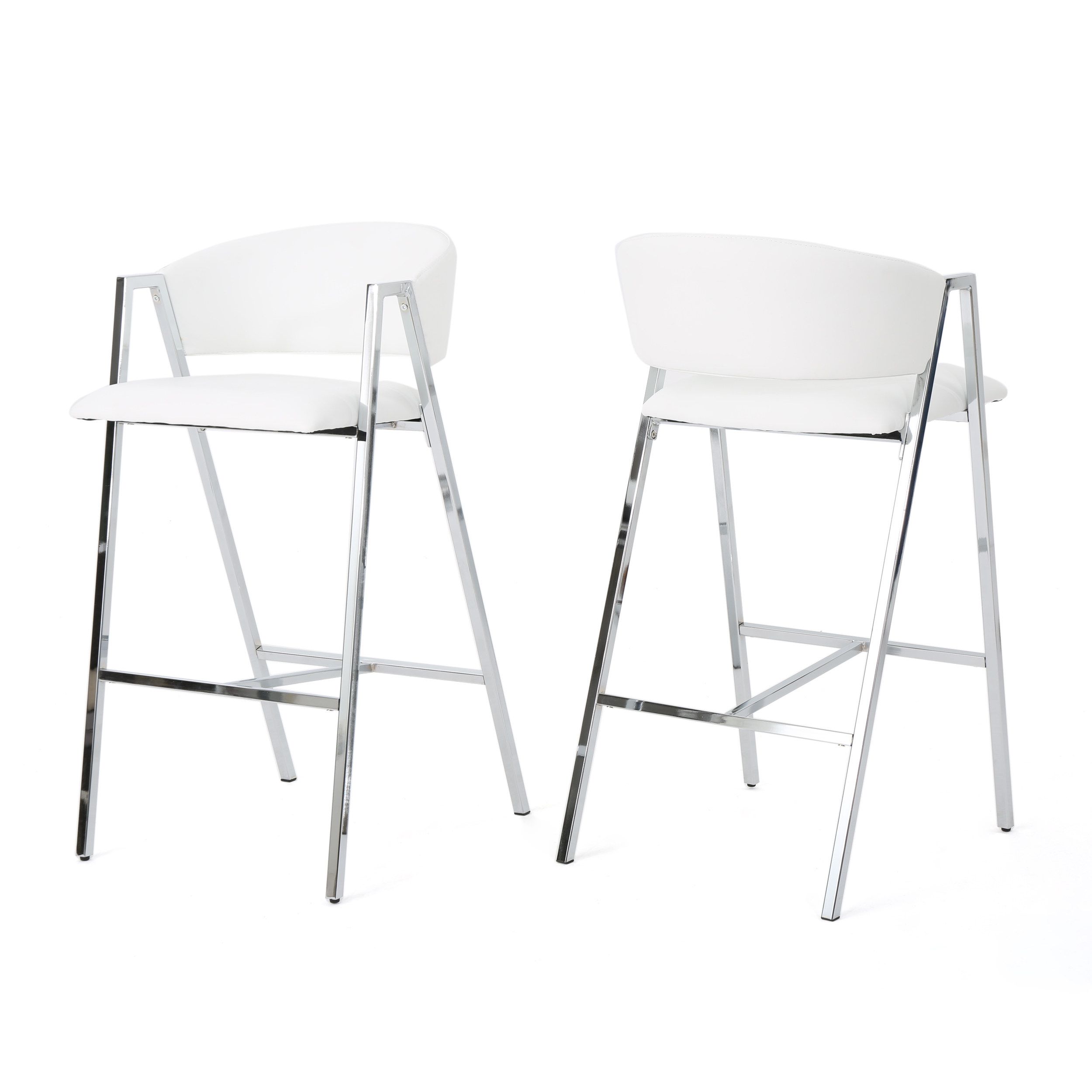 Partial Assembly Required Beige & Silver PU Leather Bar Stools & Counter Stools
