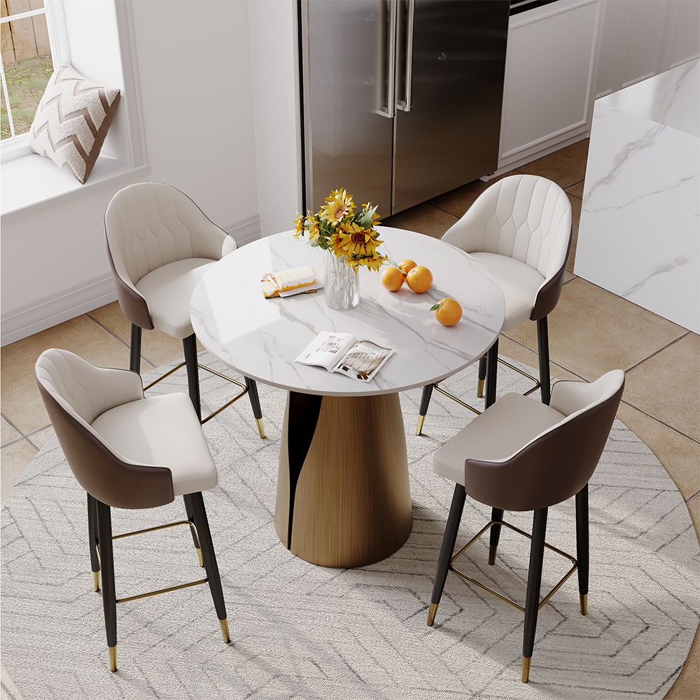 Modern Luxury Brown PU Leather Bar Stools & Counter Stools