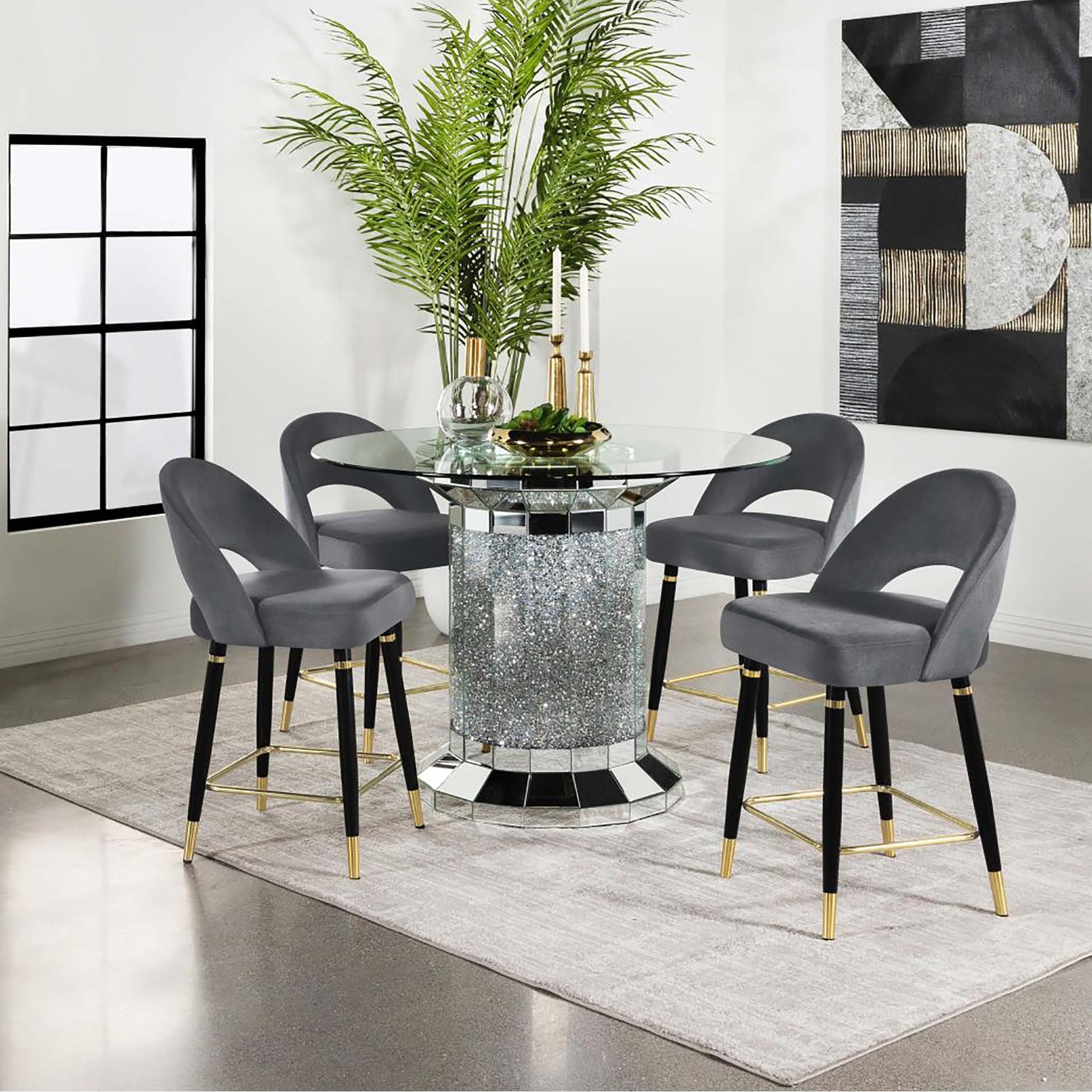 Partial Assembly Required Gray Velvet Bar Stools & Counter Stools