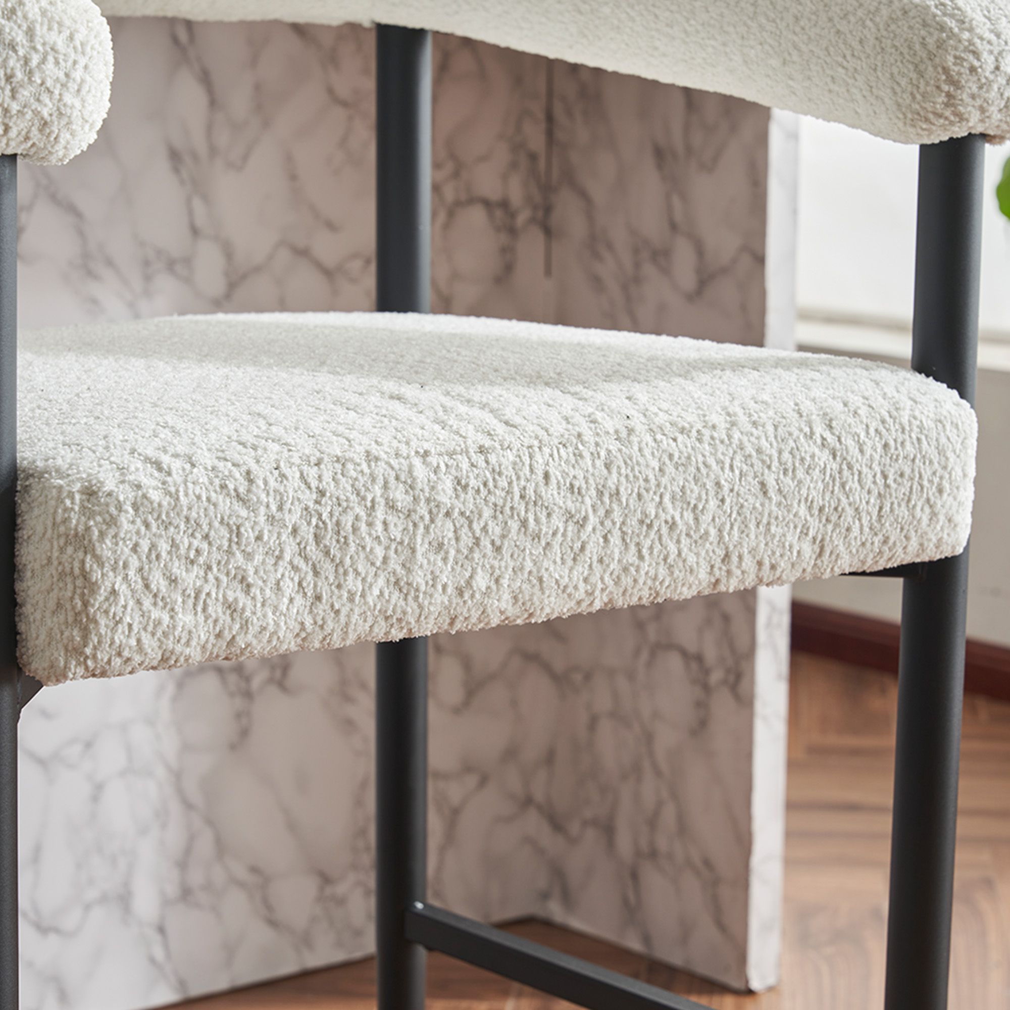 Modern White Bouclé Bar Stools & Counter Stools