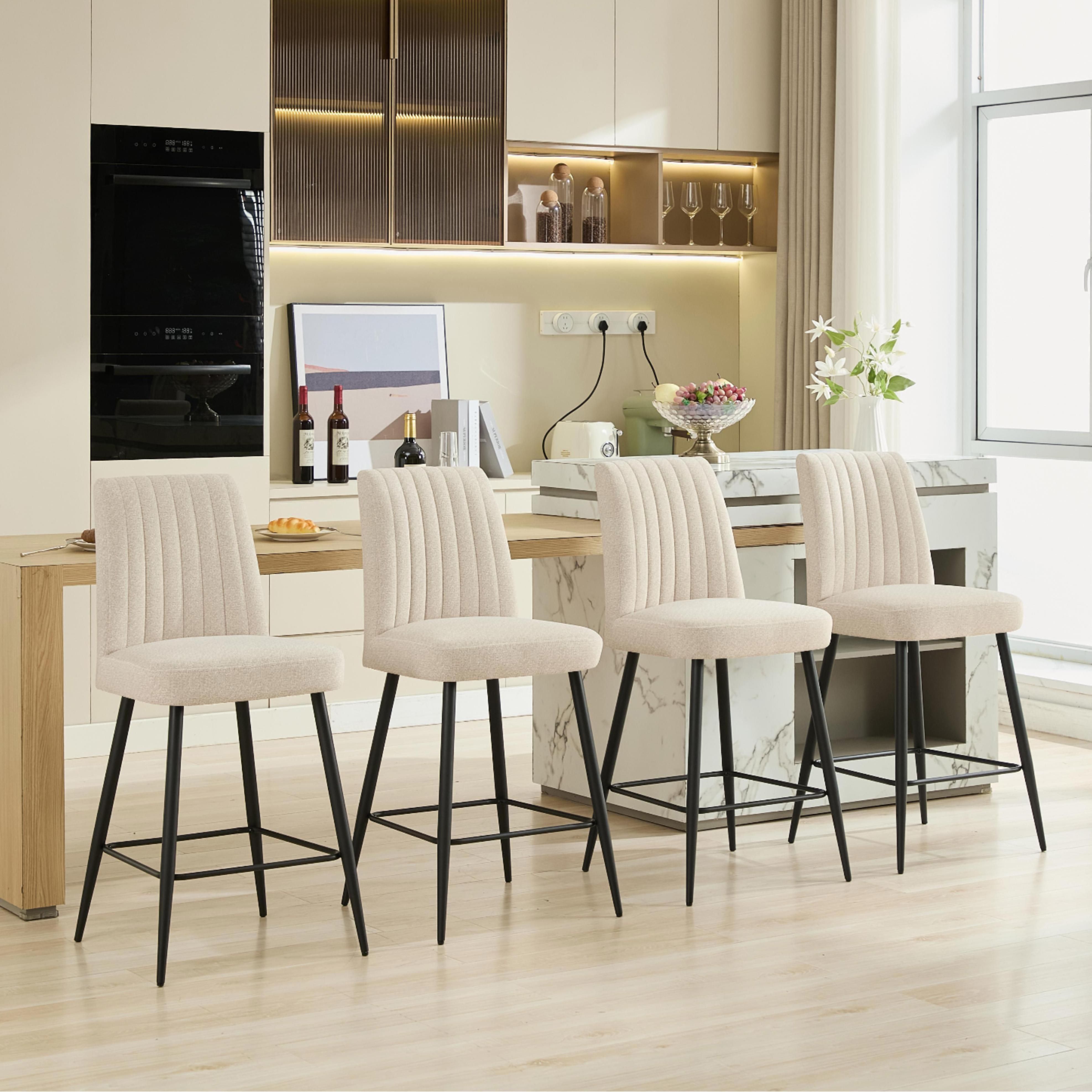 Contemporary Beige Velvet Bar Stools & Counter Stools