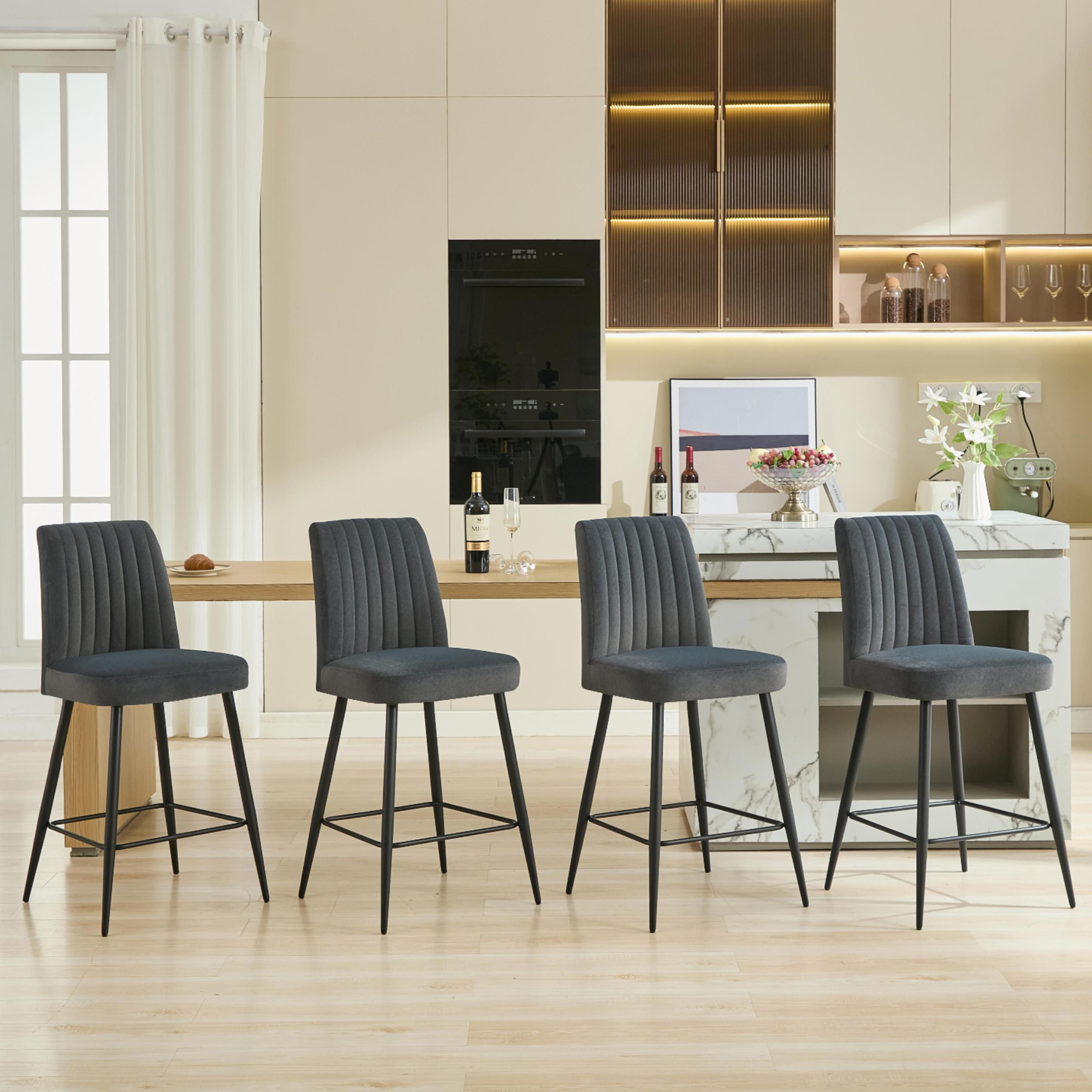 Metal Grey Velvet Bar Stools & Counter Stools