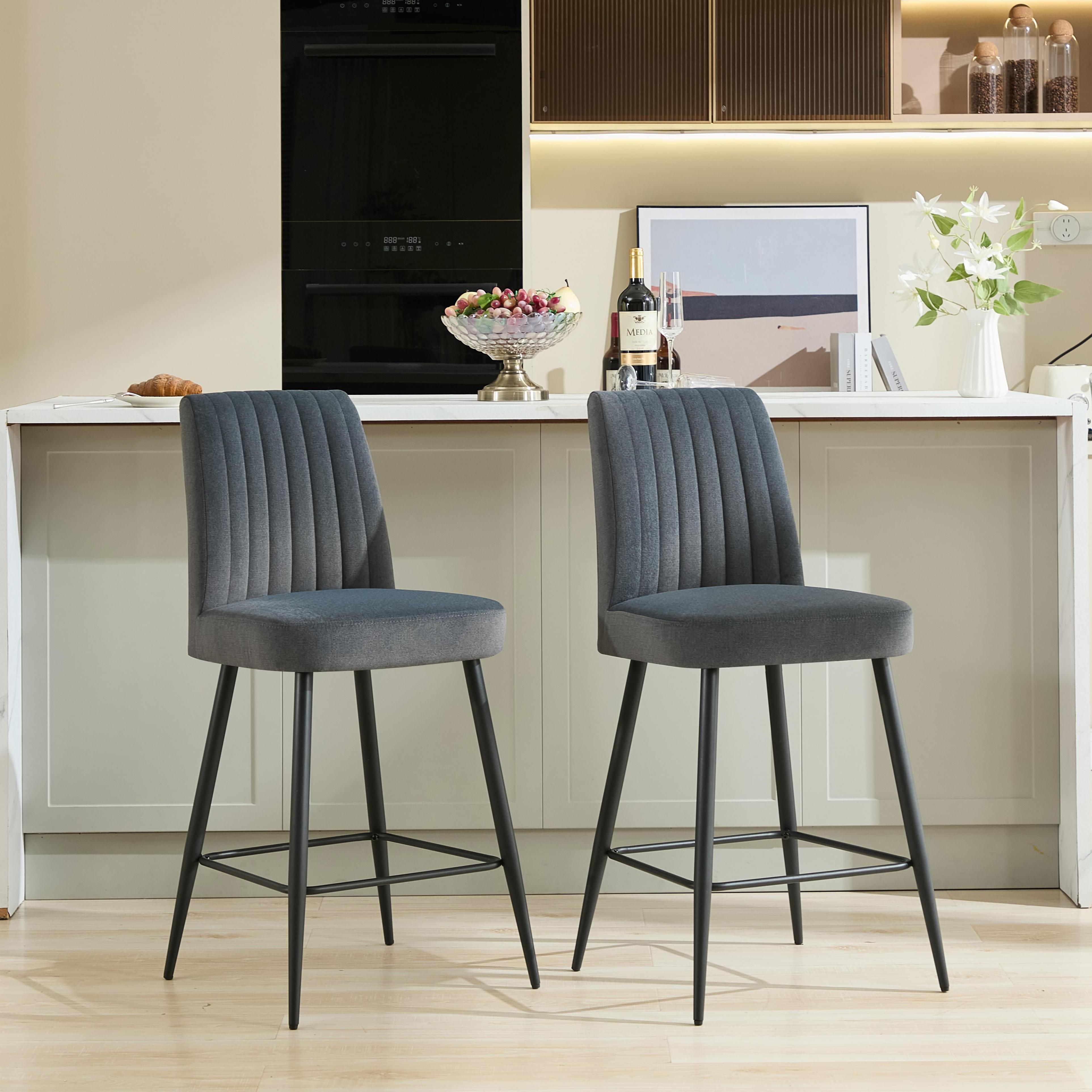 Metal Grey Velvet Bar Stools & Counter Stools