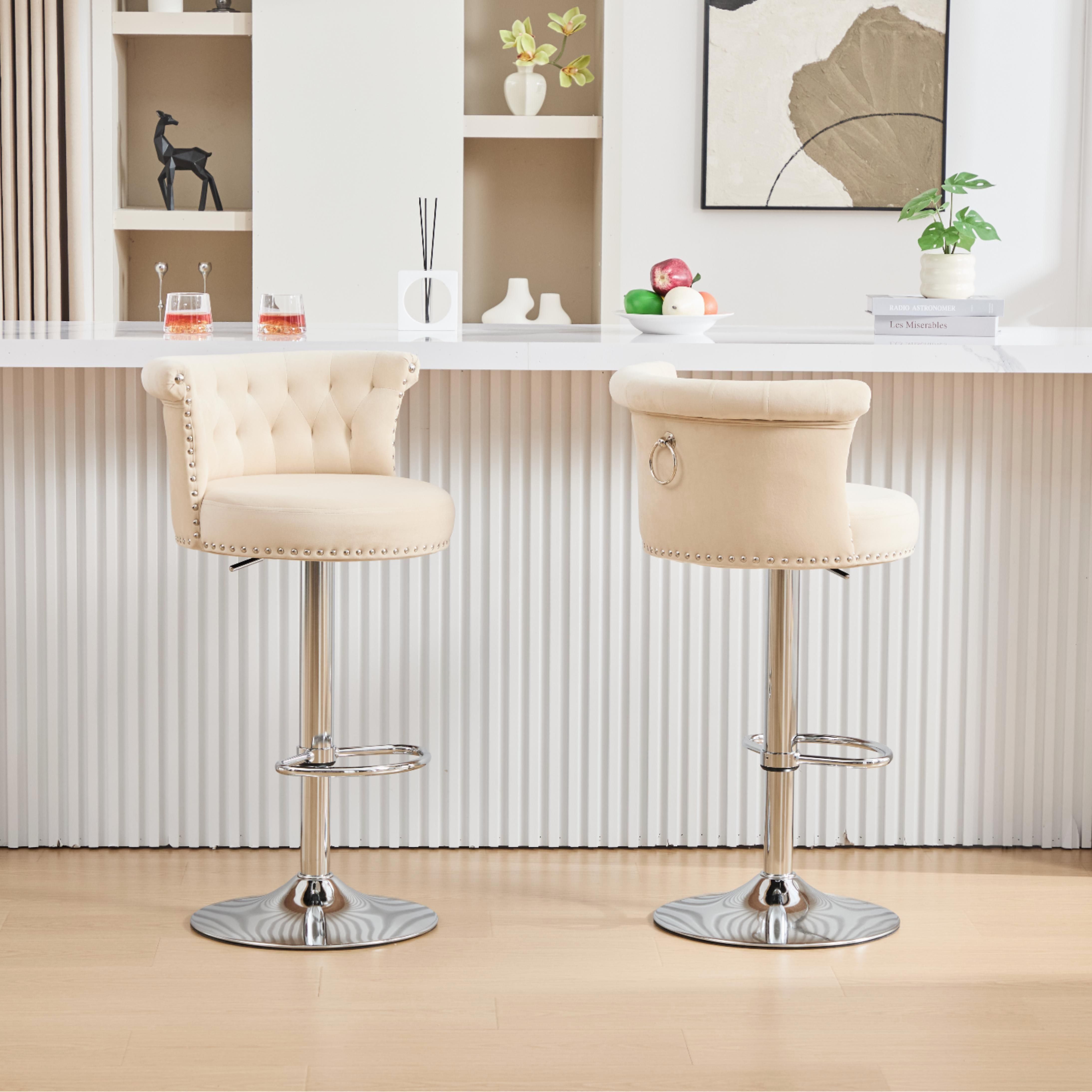 Metal Beige Velvet Bar Stools & Counter Stools