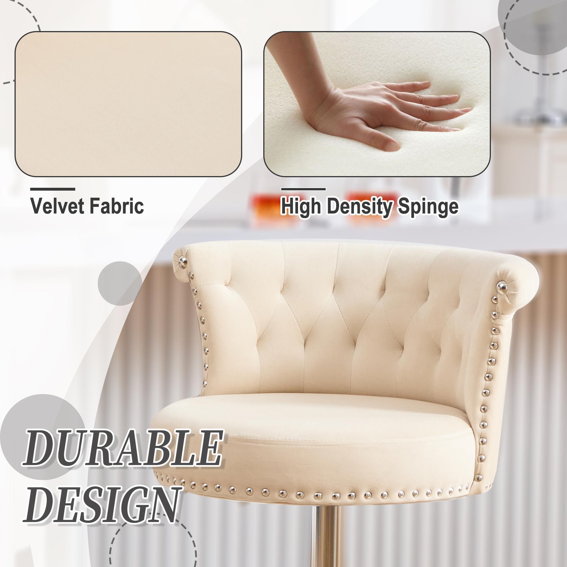 Velvet Beige Velvet Bar Stools & Counter Stools