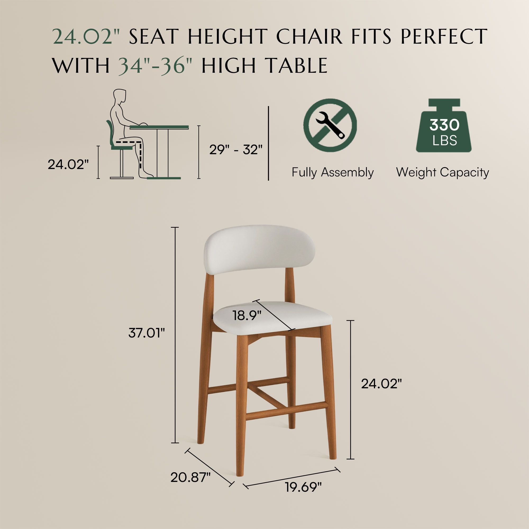 Lawson Beige & Light Walnut PU Leather Bar Stools & Counter Stools