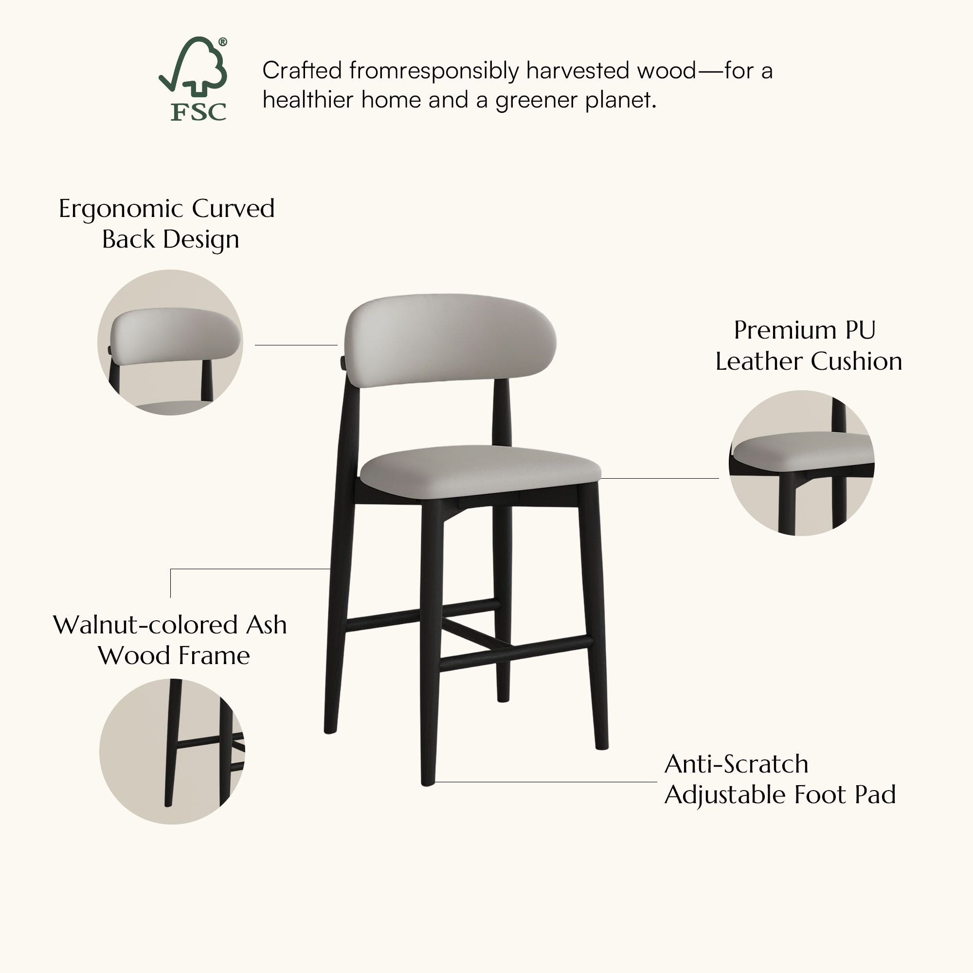 Lawson Beige & Black PU Leather Bar Stools & Counter Stools