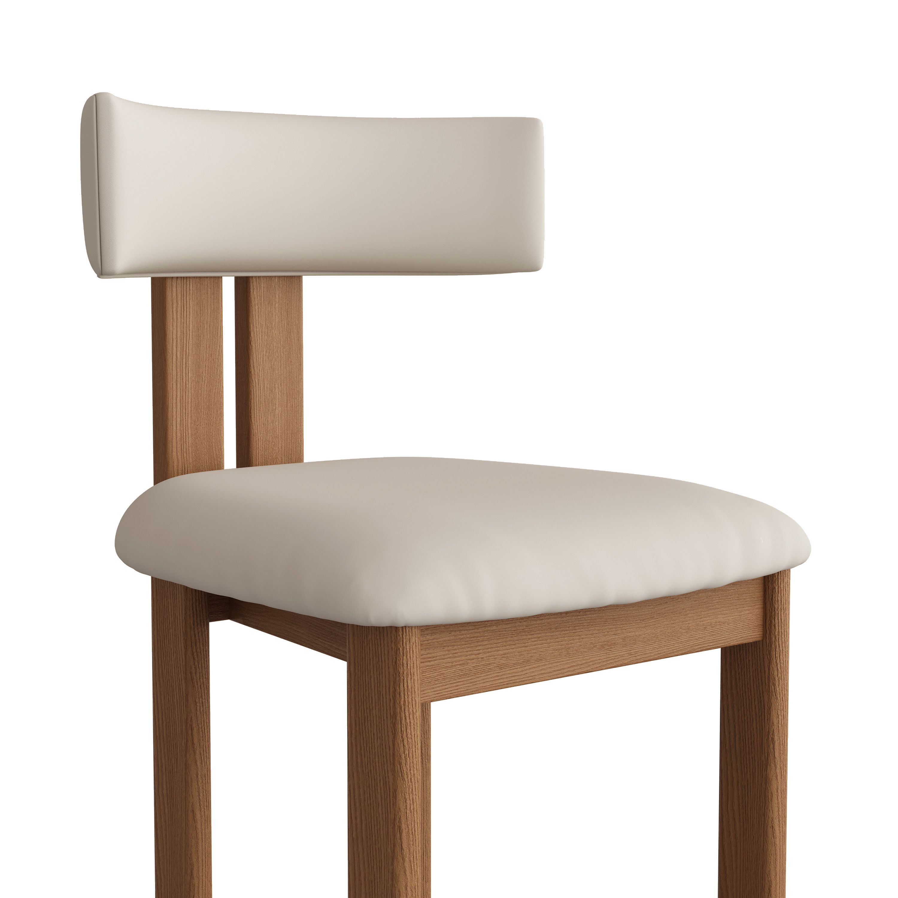 Cotton Beige & Light Walnut PU Leather Bar Stools & Counter Stools
