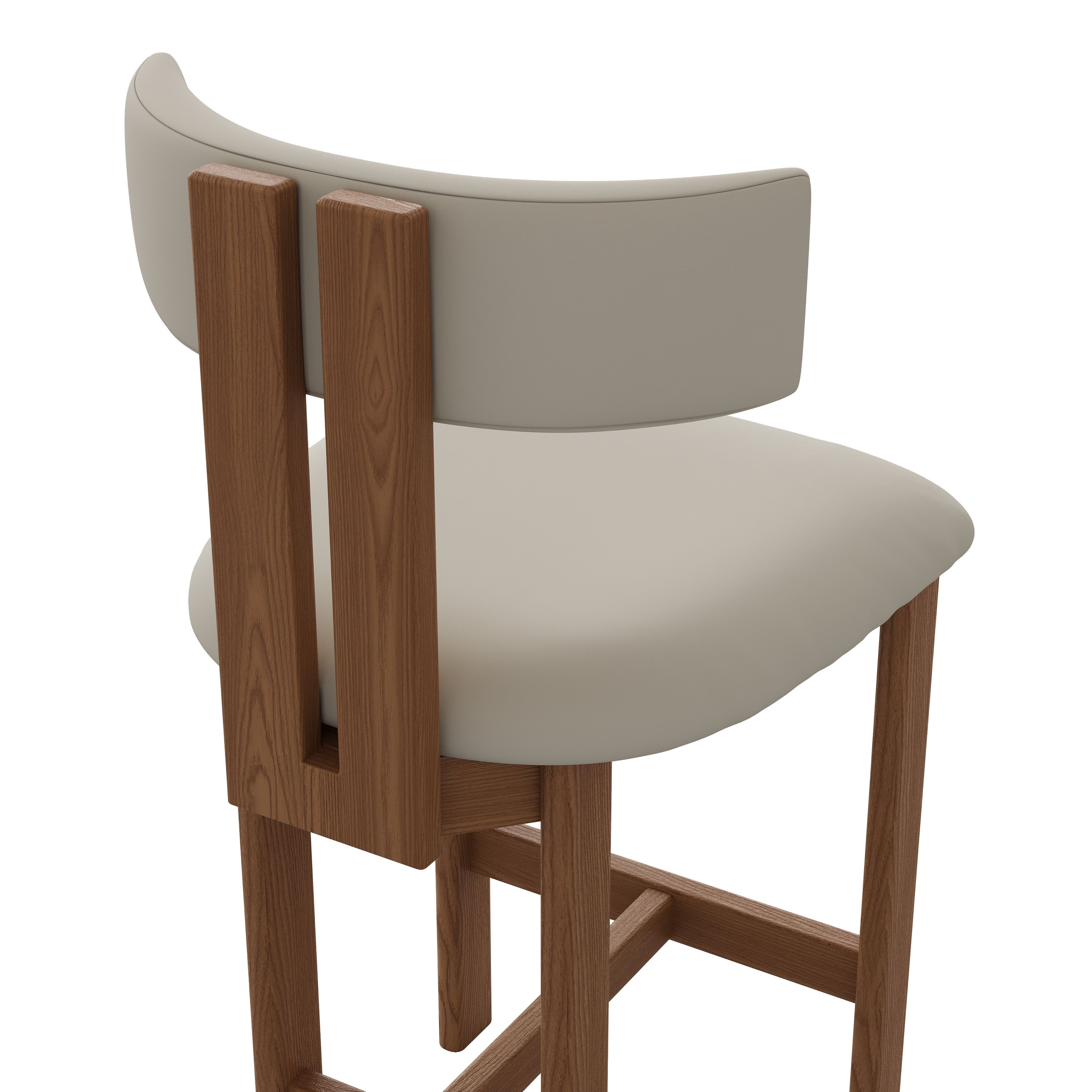 Modern Beige & Light Walnut PU Leather Bar Stools & Counter Stools