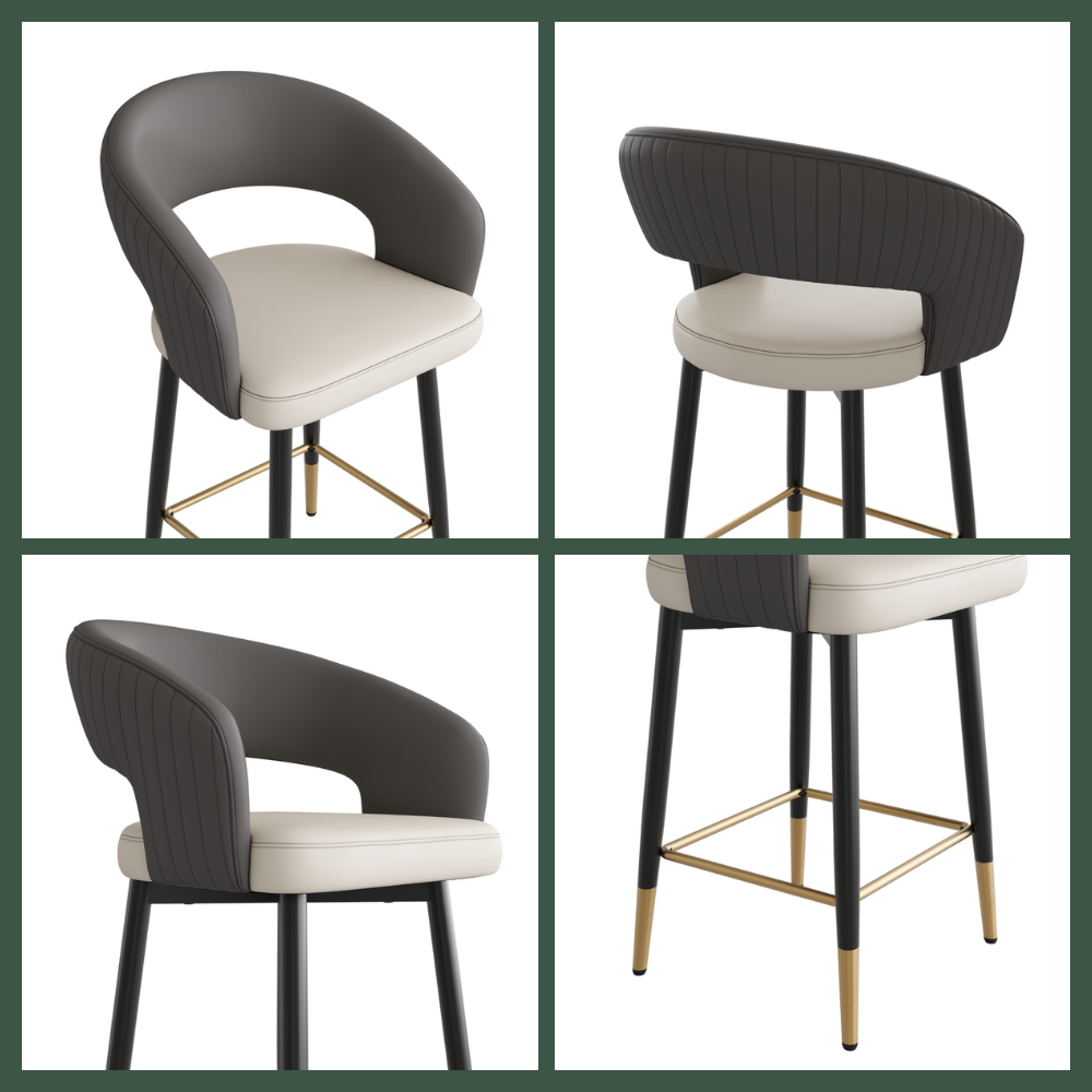 Beige & Gray PU Leather Bar Stools & Counter Stools
