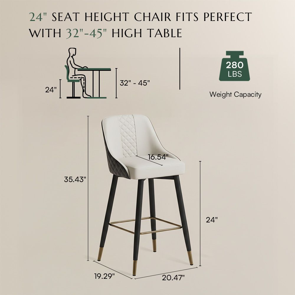 PU Leather Black & Light Gray PU Leather Bar Stools & Counter Stools