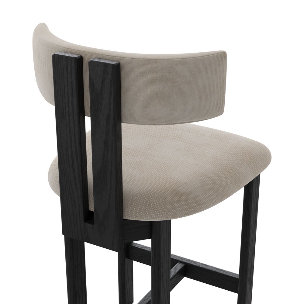 Fully Assembled Beige & Black Cotton Linen Bar Stools & Counter Stools