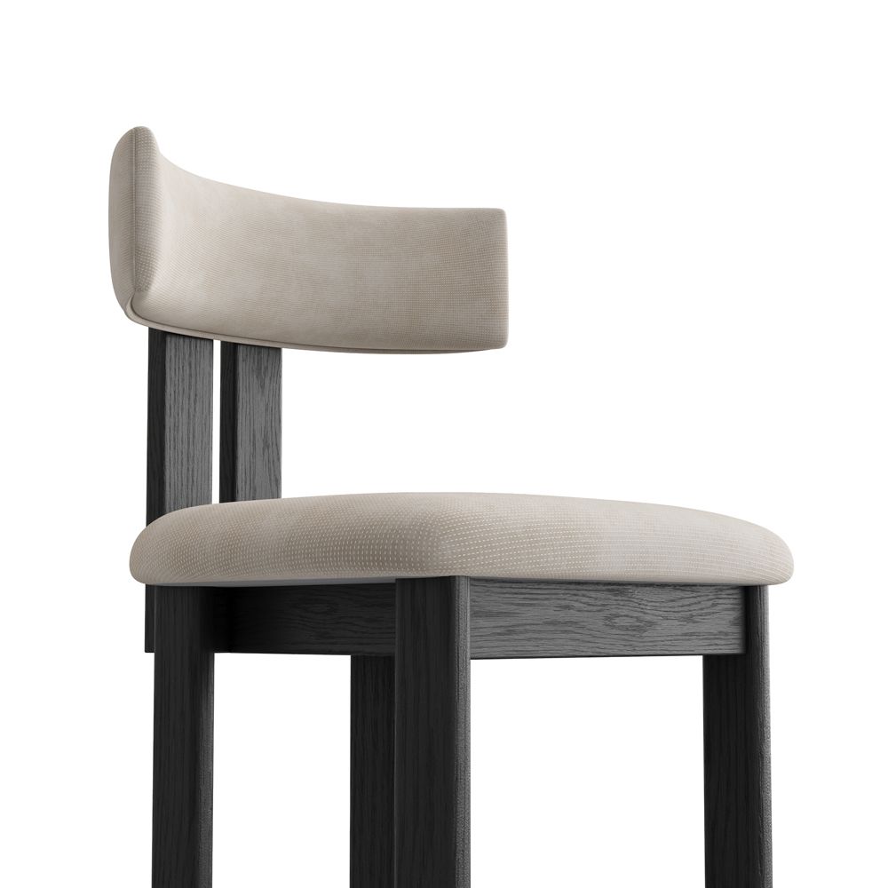 Beige Beige & Black Cotton Linen Bar Stools & Counter Stools