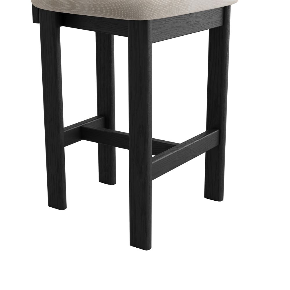 Fully Assembled Beige & Black Cotton Linen Bar Stools & Counter Stools