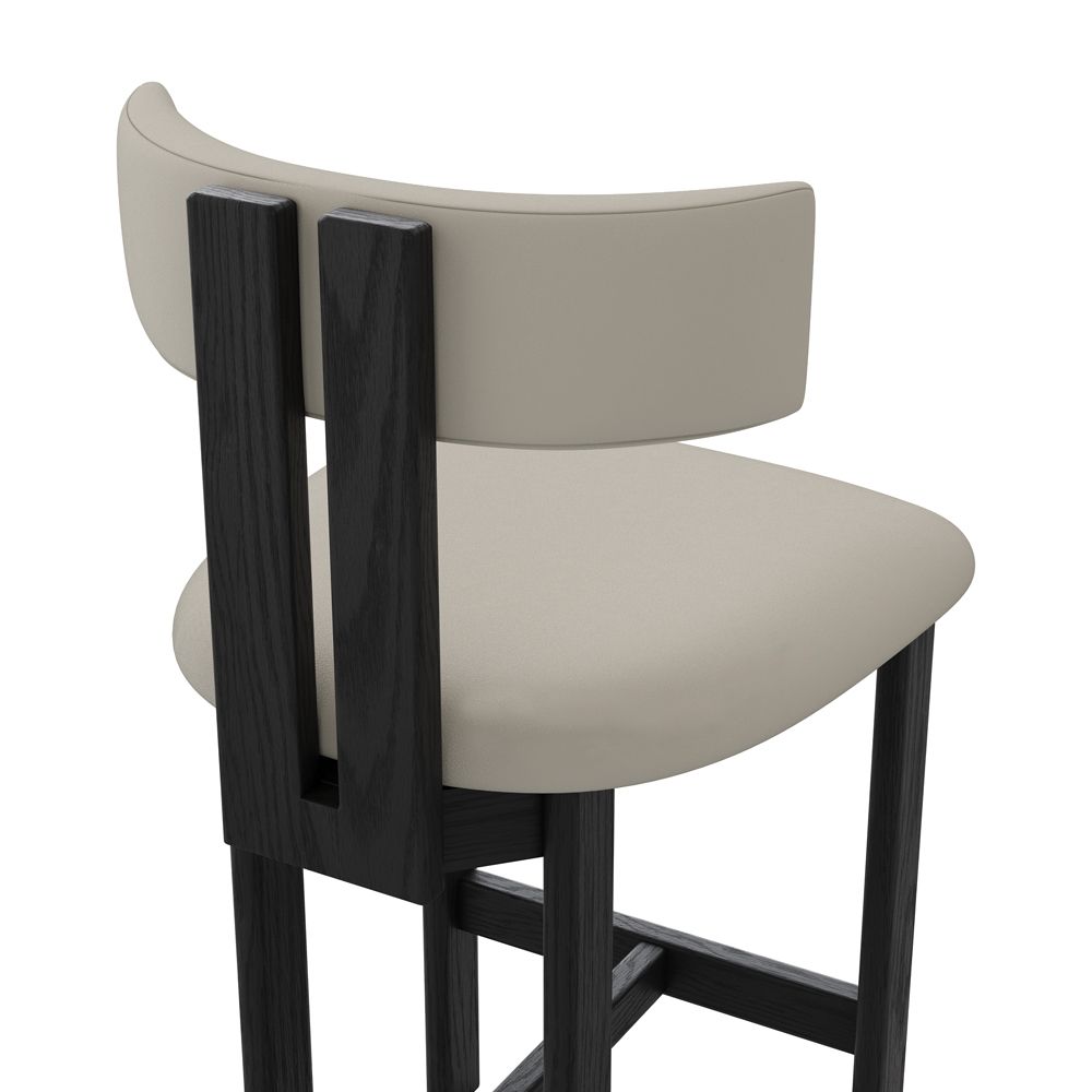 Mid Century Modern Beige & Black PU Leather Bar Stools & Counter Stools