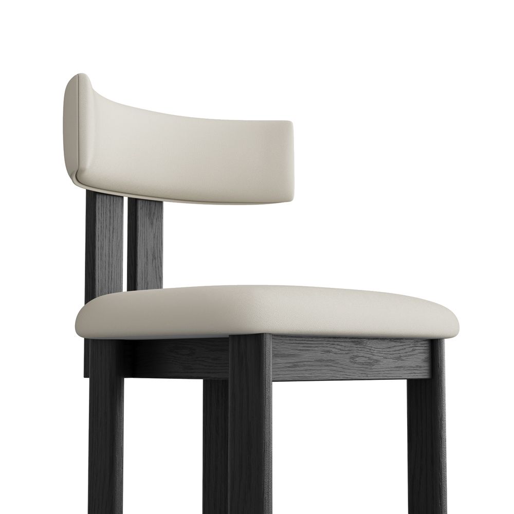 Cotton Linen Beige & Black PU Leather Bar Stools & Counter Stools