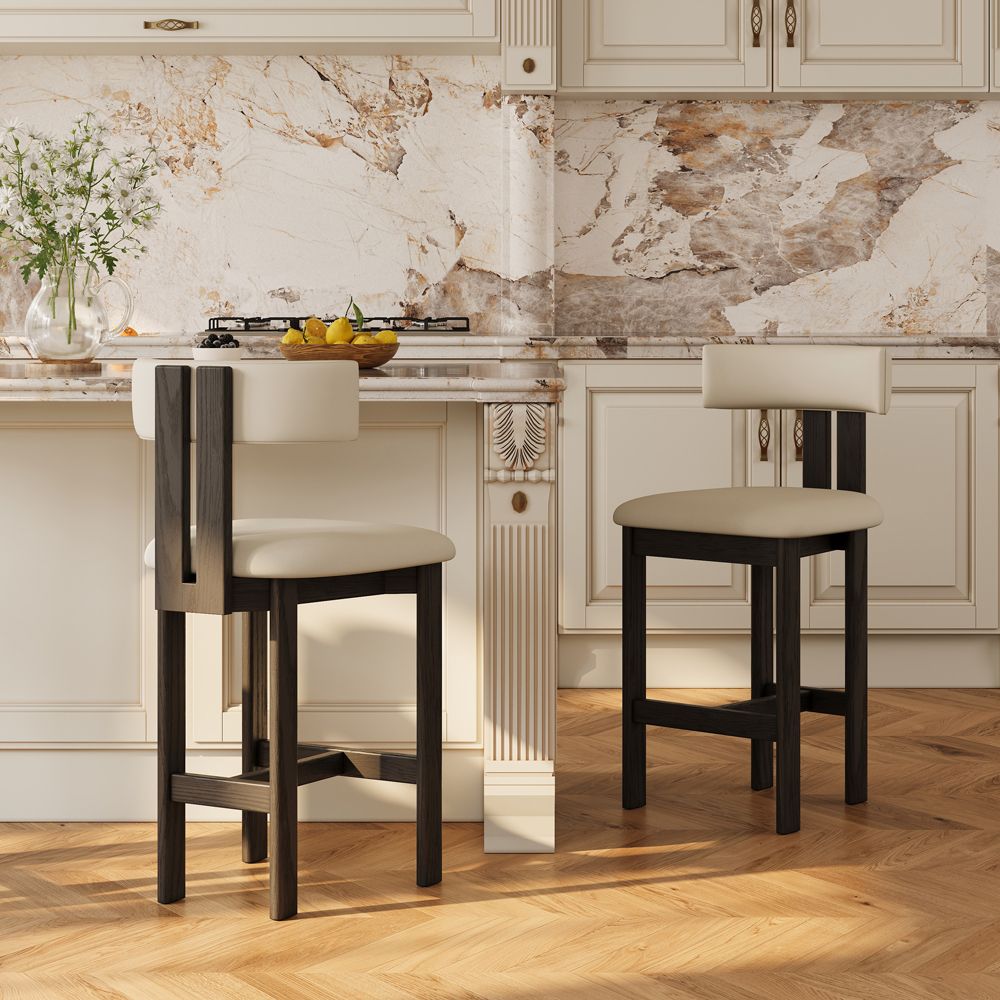 PU Leather Beige & Black PU Leather Bar Stools & Counter Stools