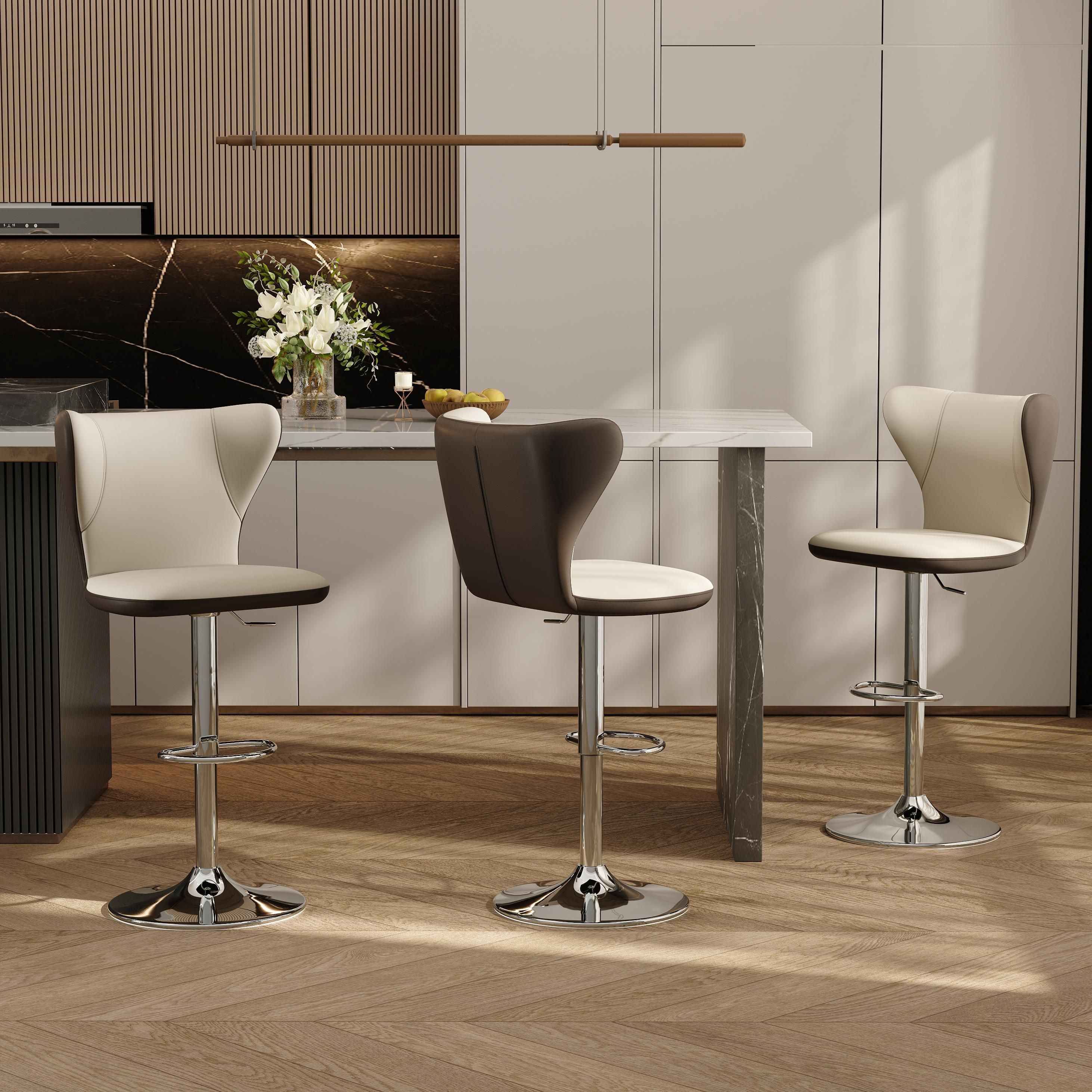 PU Leather Beige & Brown PU Leather Bar Stools & Counter Stools