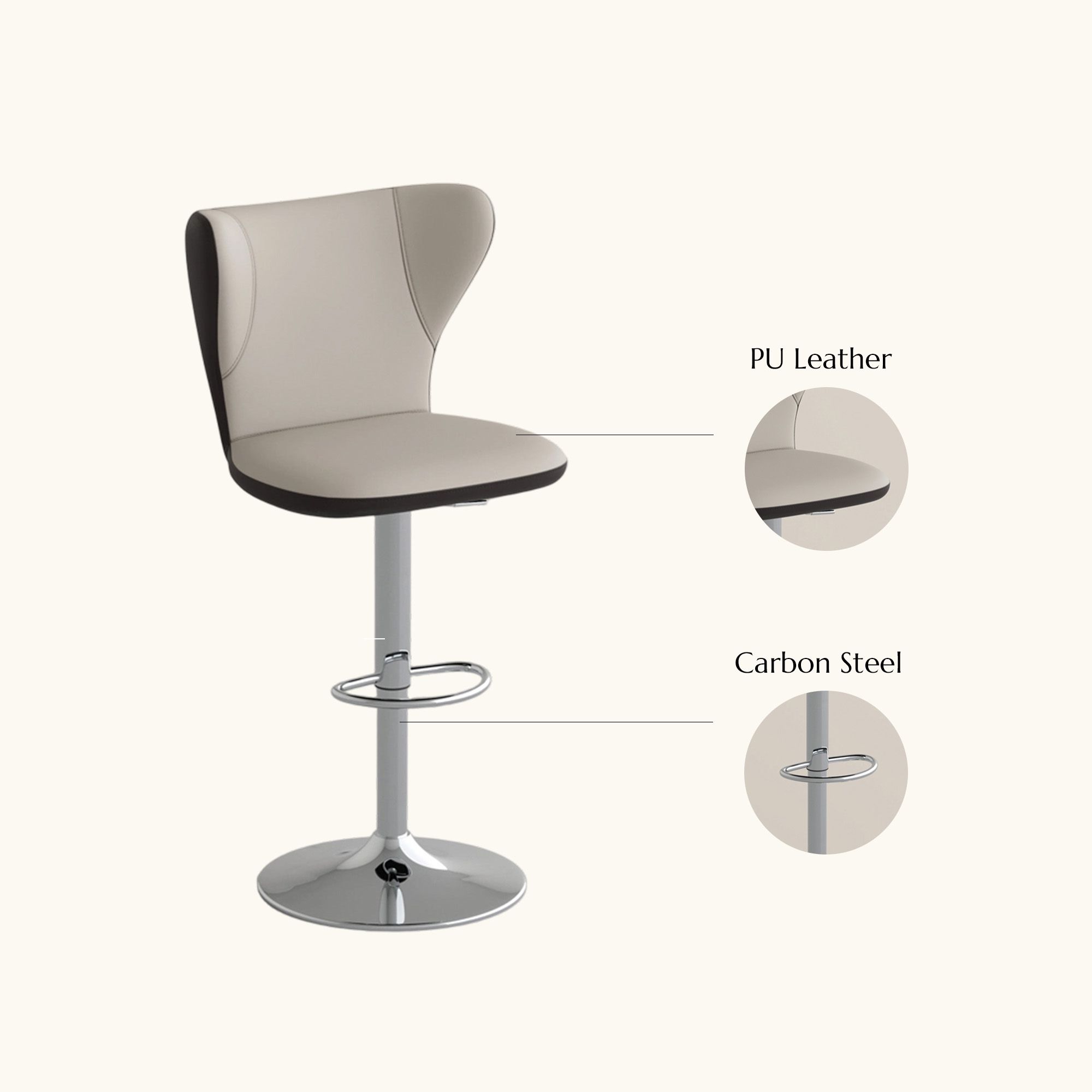 Modern Beige & Brown PU Leather Bar Stools & Counter Stools