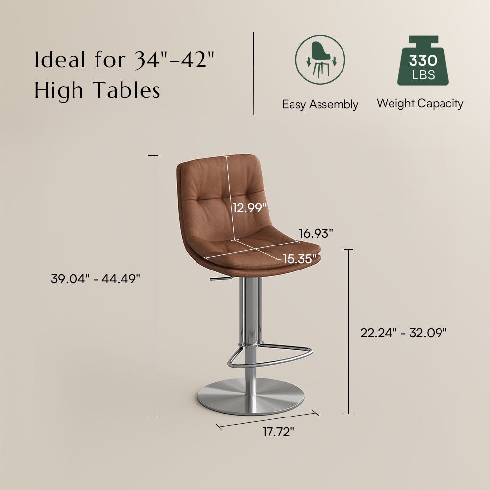 Stainless Steel Brown PU Leather Bar Stools & Counter Stools