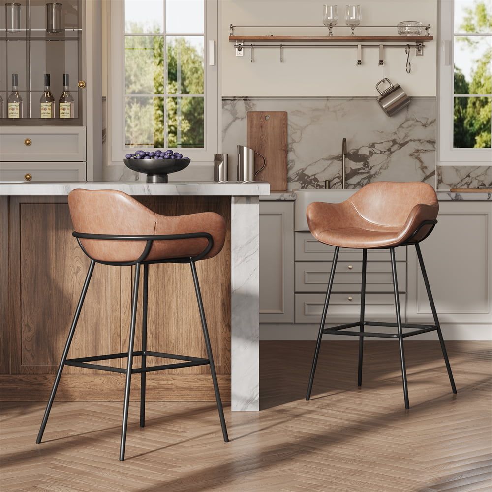 Black Brown PU Leather Bar Stools & Counter Stools