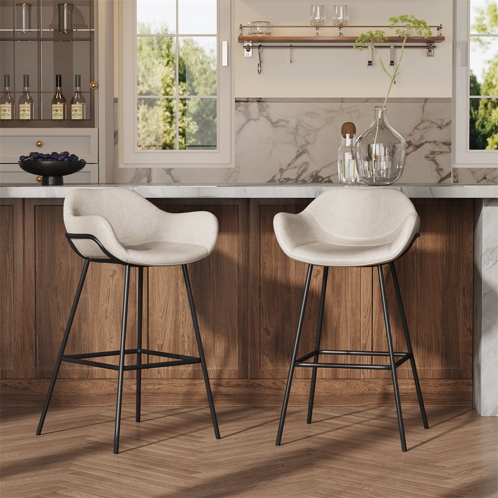 Carbon Steel Beige PU Leather Bar Stools & Counter Stools