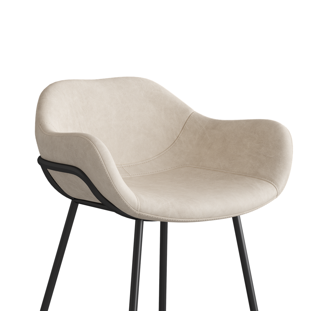 Mid Century Modern Beige PU Leather Bar Stools & Counter Stools