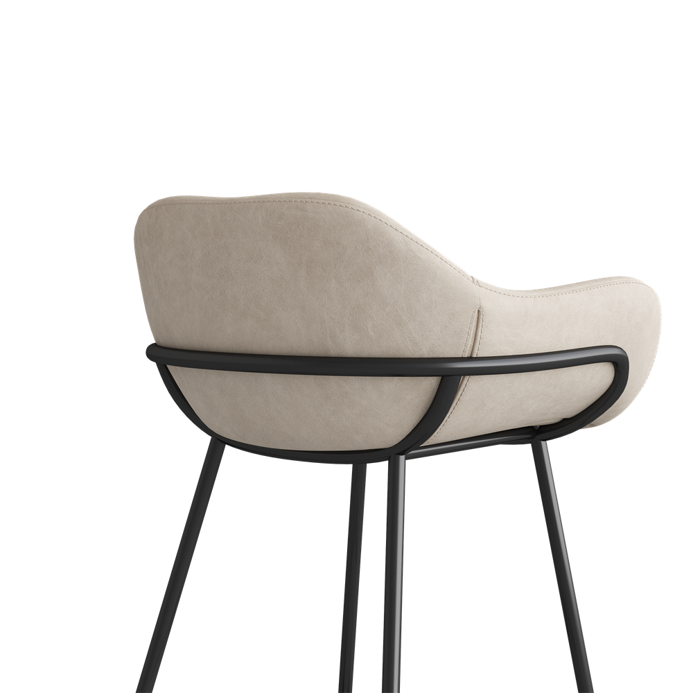 Beige Beige PU Leather Bar Stools & Counter Stools