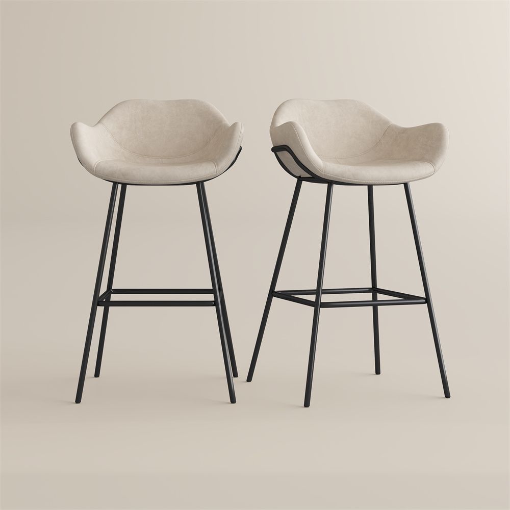 Carbon Steel Beige PU Leather Bar Stools & Counter Stools