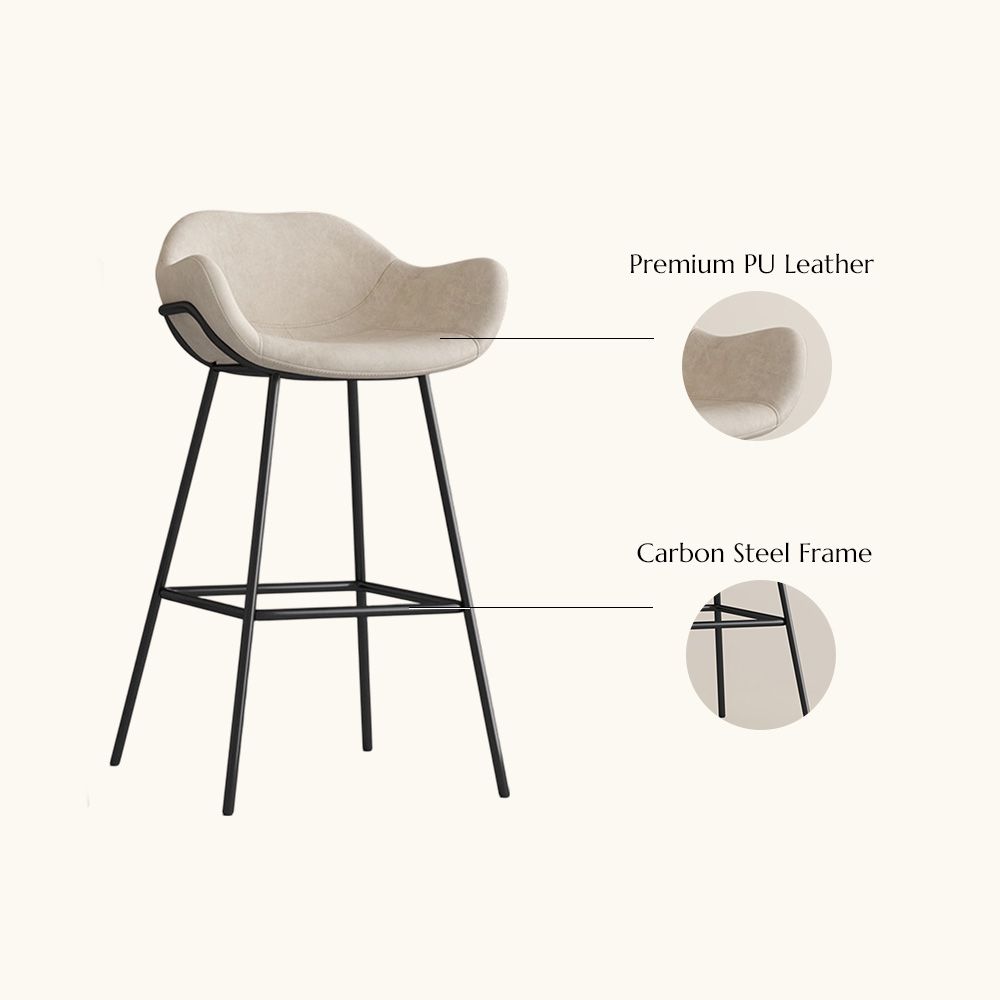 Counter Height Beige PU Leather Bar Stools & Counter Stools