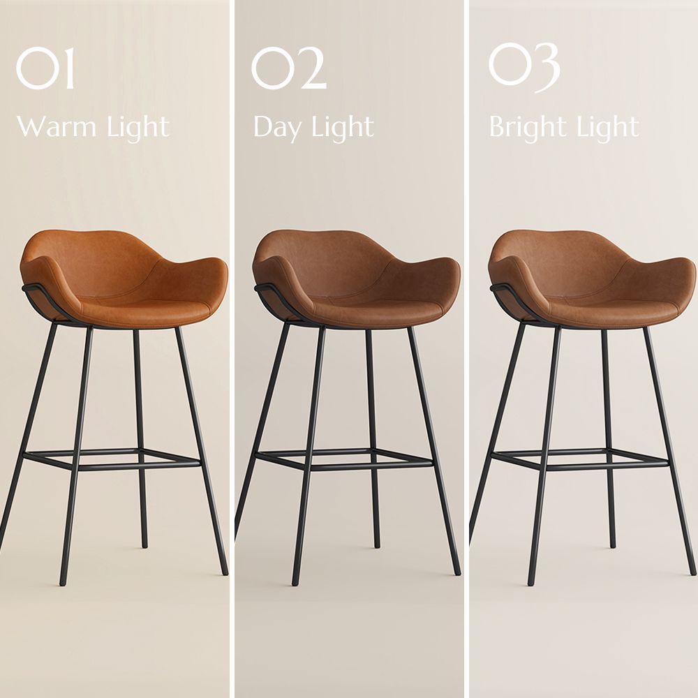 Modern Minimalist Brown PU Leather Bar Stools & Counter Stools