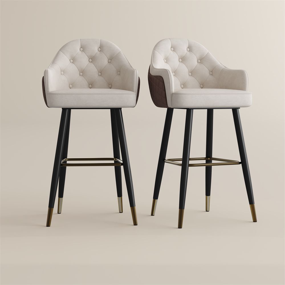 Beige & Brown PU Leather Bar Stools & Counter Stools