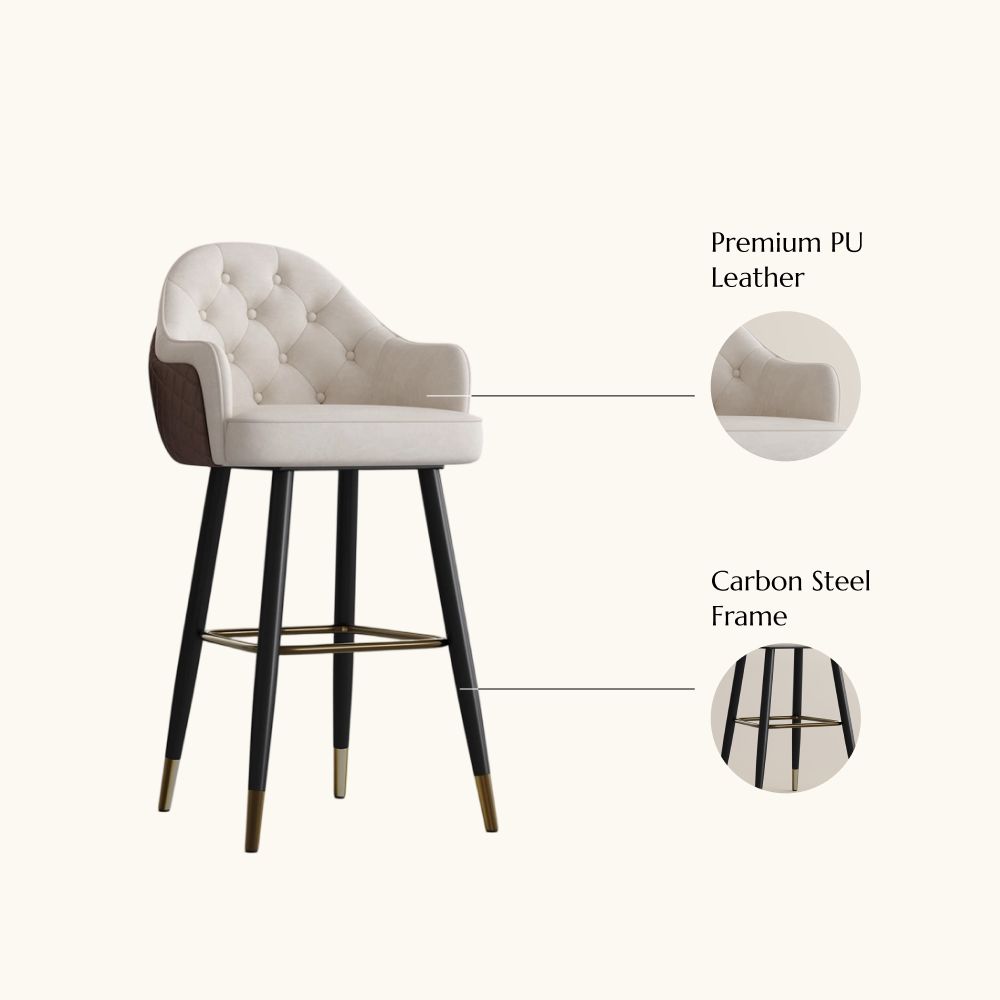 Beige & Brown PU Leather Bar Stools & Counter Stools