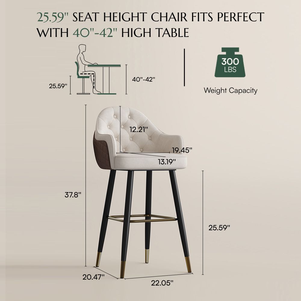 Beige & Brown PU Leather Bar Stools & Counter Stools