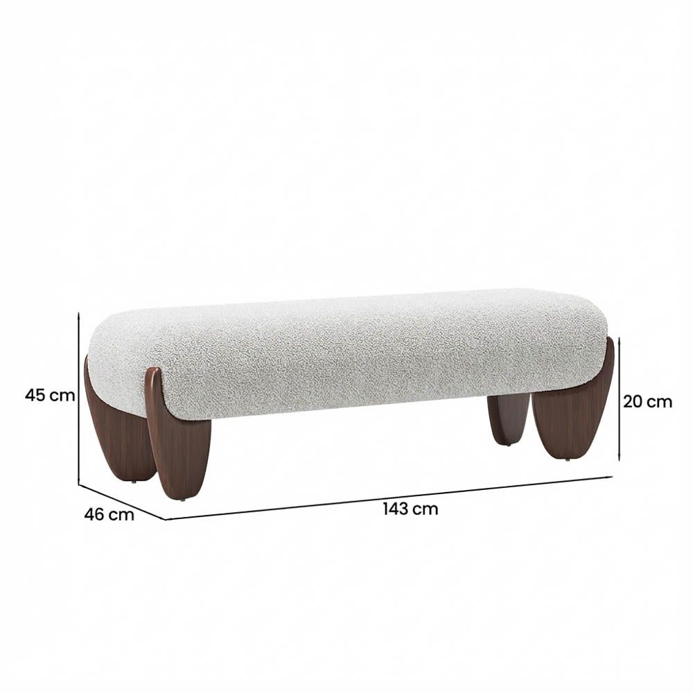 Rectangular Beige Bouclé Bedroom Benches