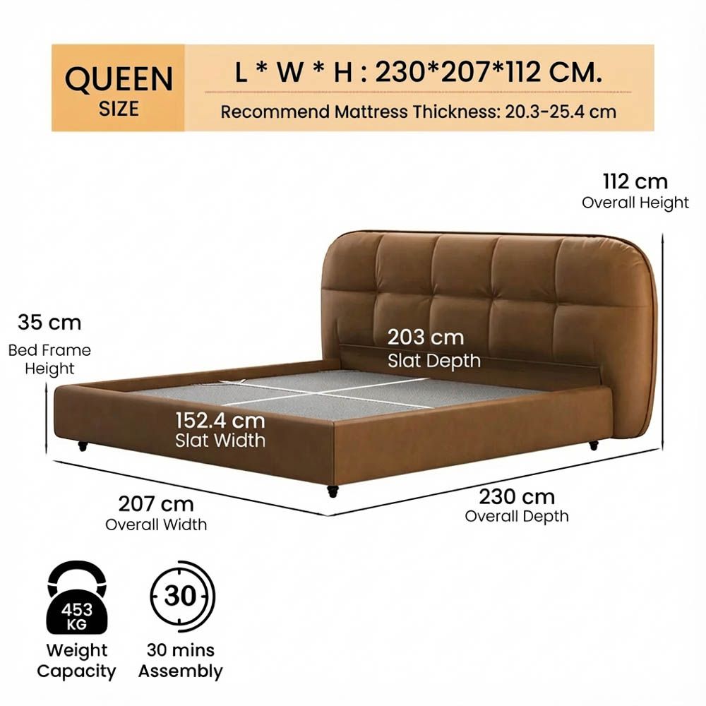 Queen Size Brown PU Leather Beds