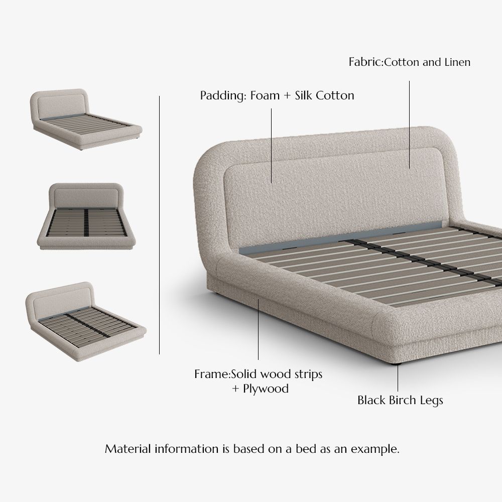 Low Profile Bed Beige Chenille Beds
