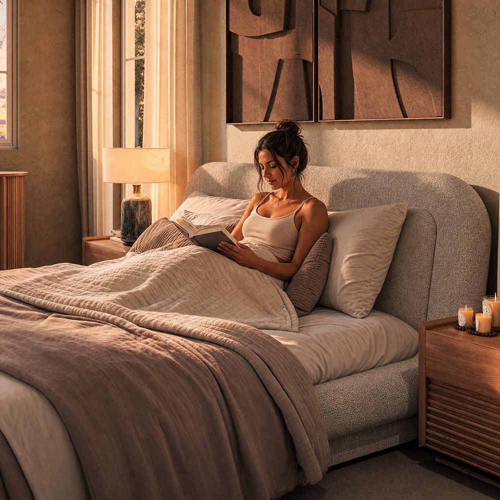 Queen Size Beige Chenille Beds