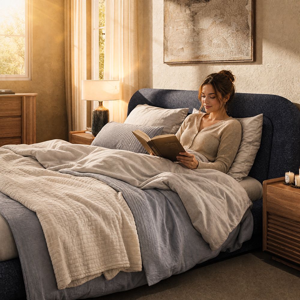 Blue Dark Blue Chenille Beds