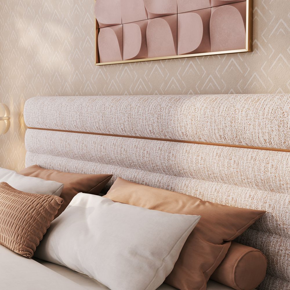 Mid Century Modern Pink & White Chenille Beds