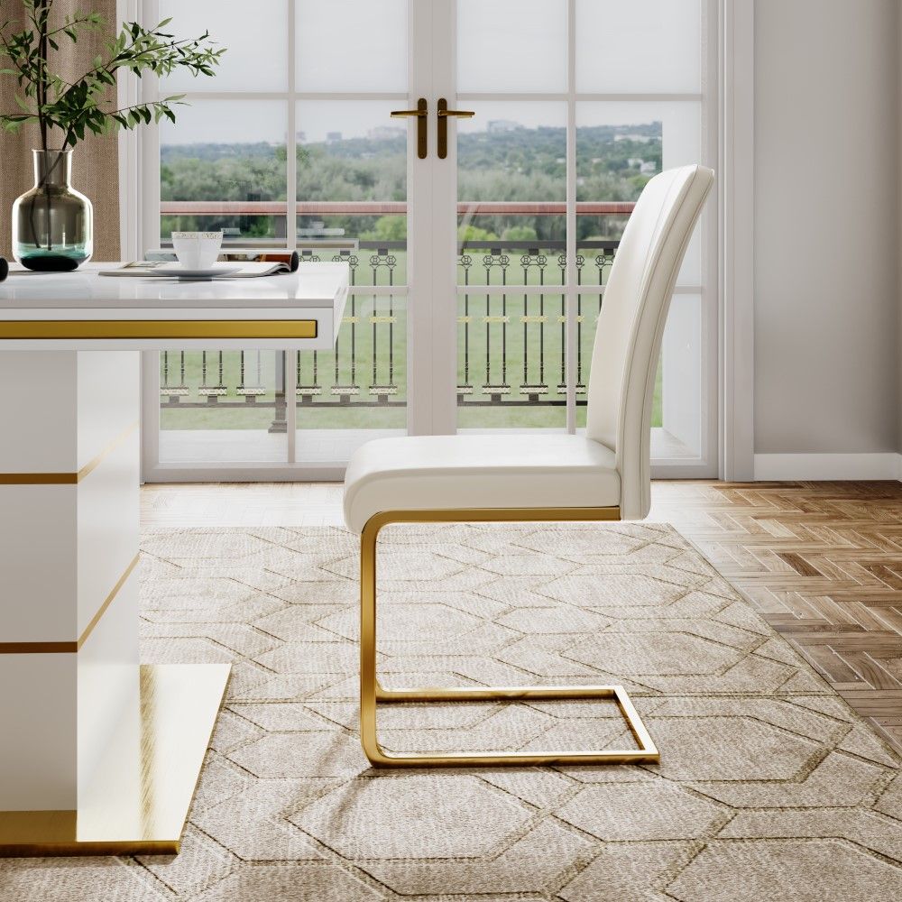 Pelle Beige Pelle Sedie da pranzo