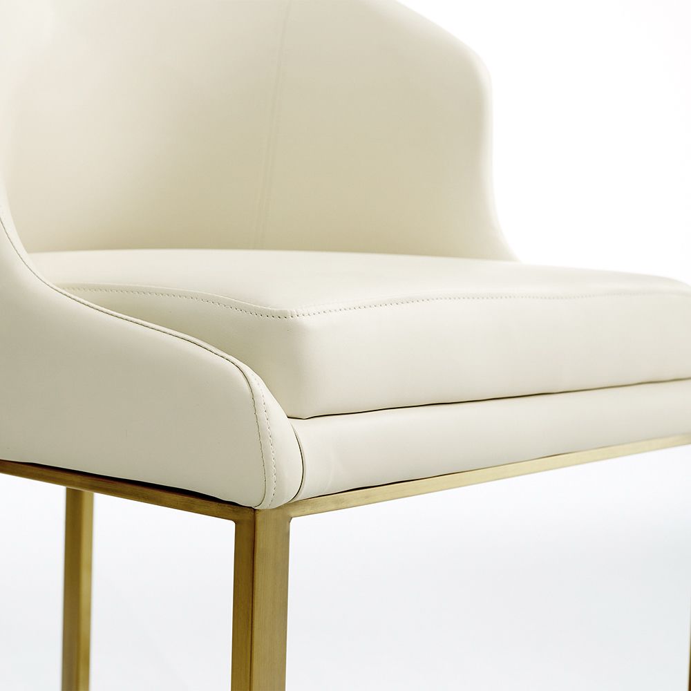 Modern Luxury Beige Leather Dining Chairs