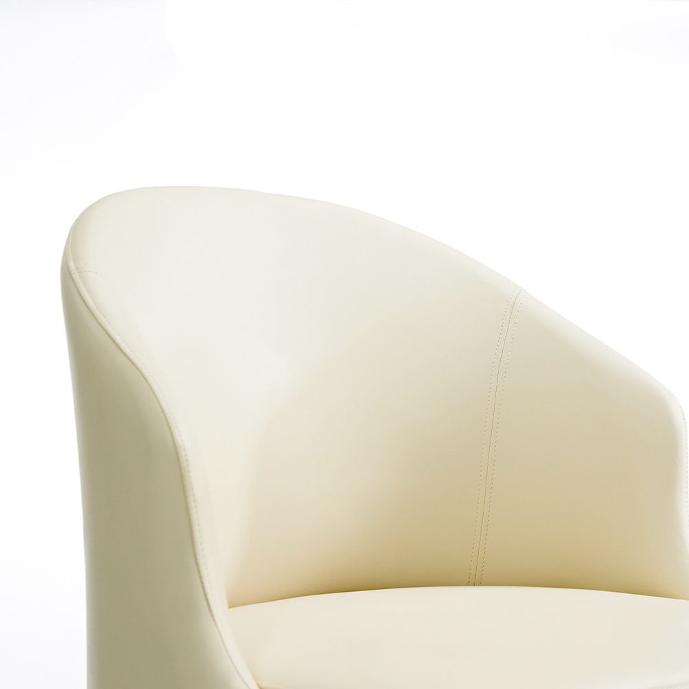 Metal Leg Beige Leather Dining Chairs