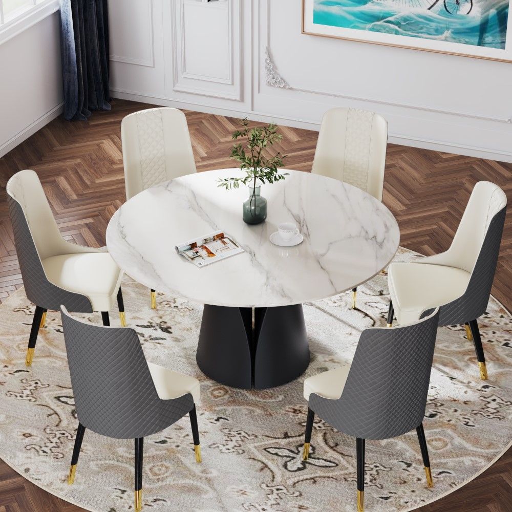 Parzialmente assemblato Grigio Pelle Sedie da pranzo